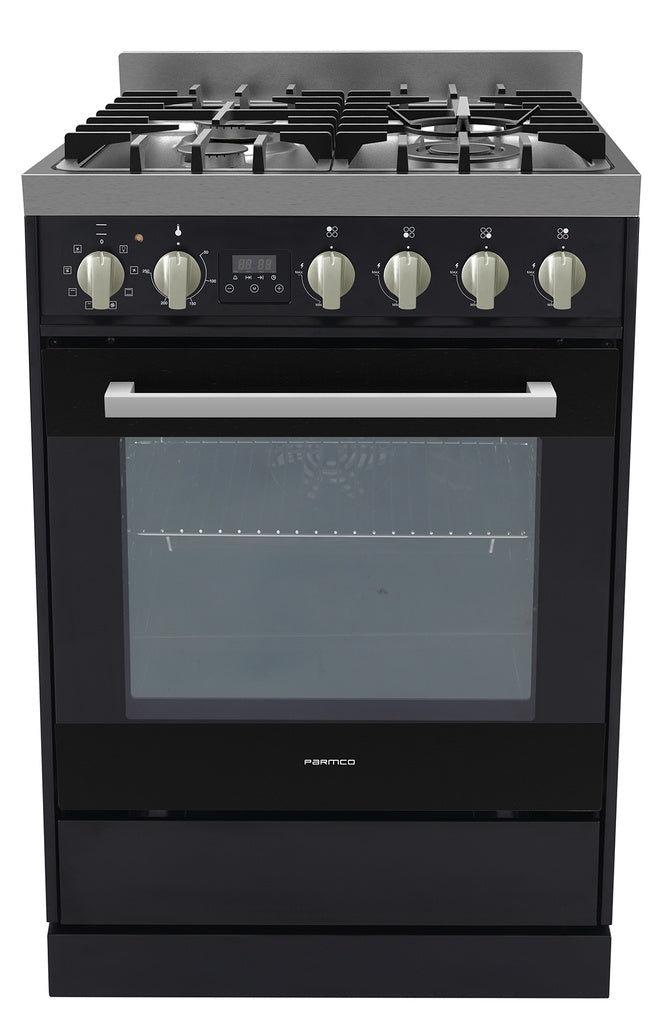 FREESTANDING STOVE  600MM STAINLESS  GAS TOP - BLACK