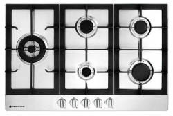 770mm Hob, 4 Burner + Wok (Powerful 5.1KW Wok Burner), Gas, Stainless Steel